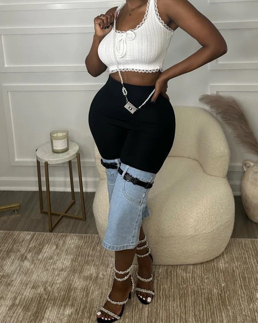 Panelled Stretch-Denim Jeans