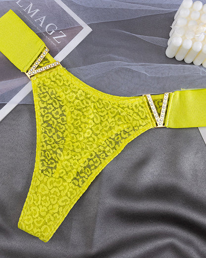 V-Neck Rhinestone Lace Panties