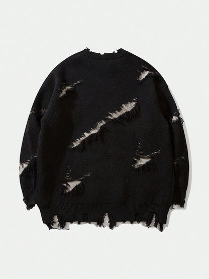 Oversized Sweater With Ripped Letters