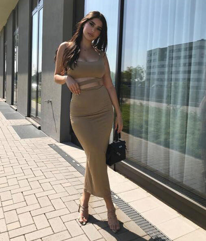 Sexy Pleated Hollow Out Cutout Out Two-piece Dress