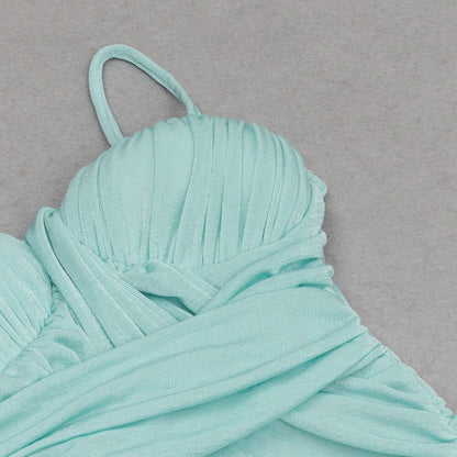 Strapy Waist-Tightening Corset Dress in Mint Green