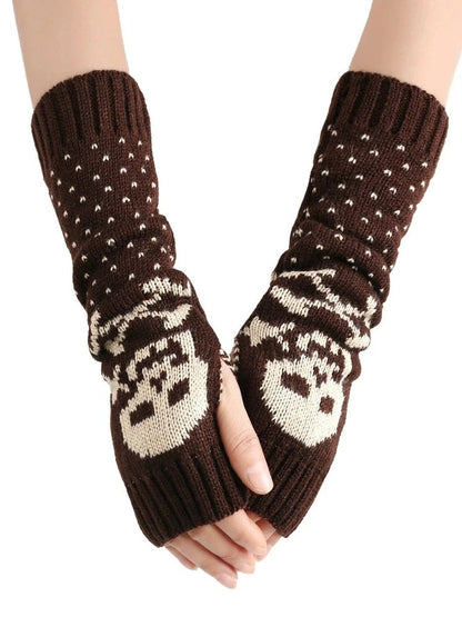 Autumn Winter Knitted Arm Sleeve Gloves