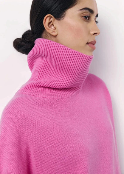 Vibrant Pink Oversized Turtleneck Sweater