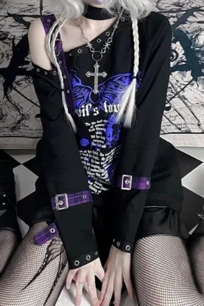 Y2K Harajuku Punk Off Shoulder Knit Top