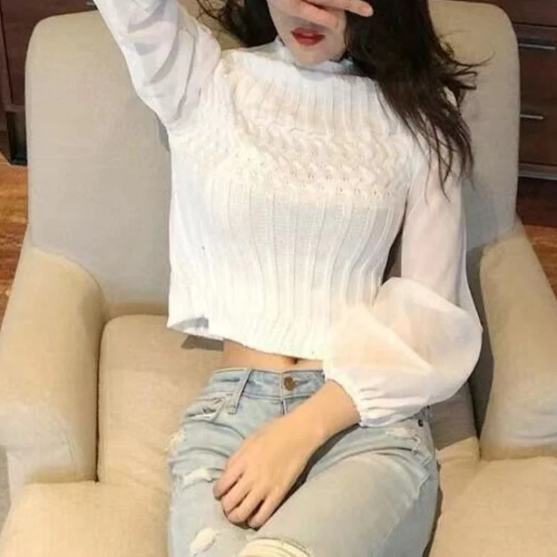 Chaleco de punto moderno para mujer con mangas transparentes | Ideal para otoño/invierno