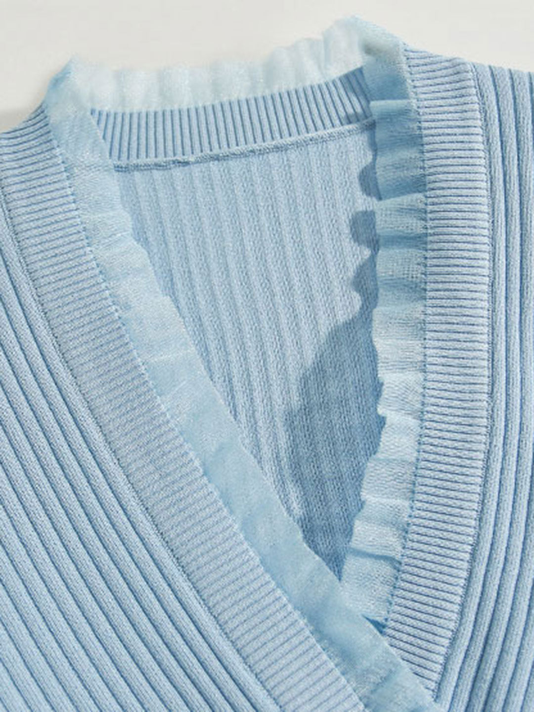 Sydney Elegant V-neck Drawstring Knitted Top-Blue