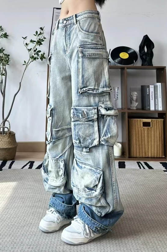 Vaqueros de paracaidista con degradado de carga