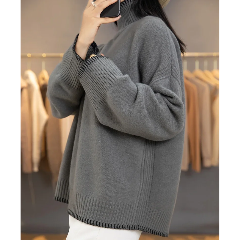 Jersey de punto suave y holgado para mujer, fácil de usar | Ideal para otoño/invierno
