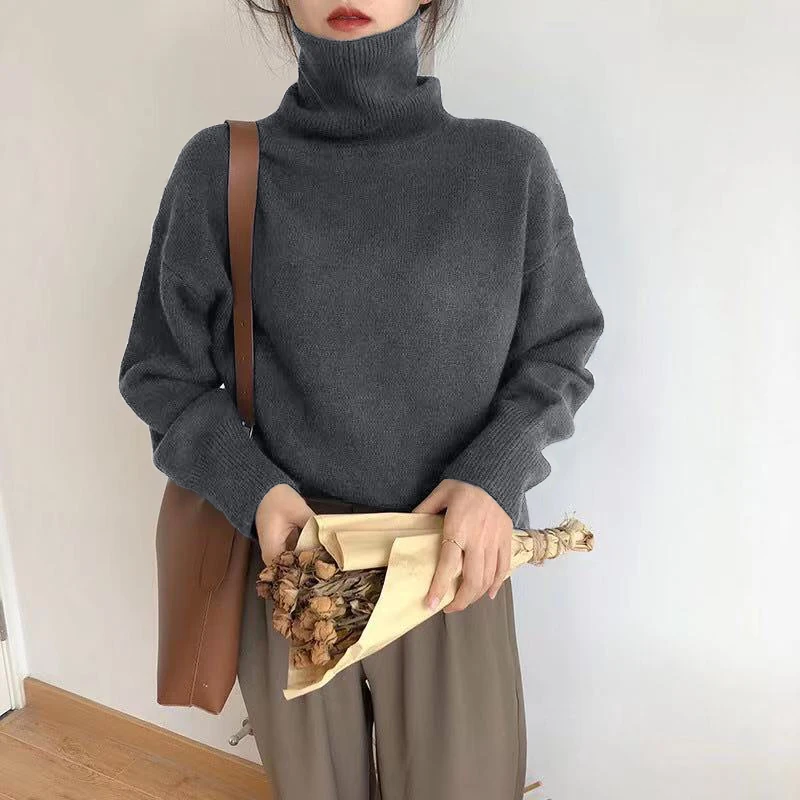 Jersey de cuello alto de punto suave para mujer | Ideal para otoño/invierno