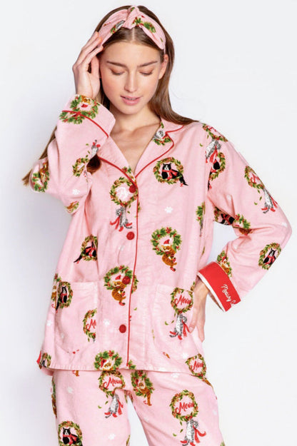 Conjunto de pijama con estampado de corona de gatitos