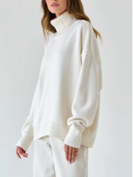 Jersey de punto de cuello alto extragrande para mujer | Ideal para otoño/invierno