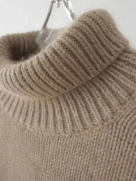Jersey informal de punto suave con cuello alto para mujer | Ideal para otoño/invierno