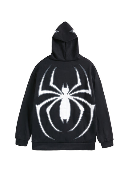 Punk Spider Print Oversized Hoodie