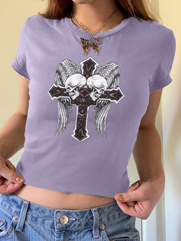 Vintage Wings Cross Hand Printed Tee