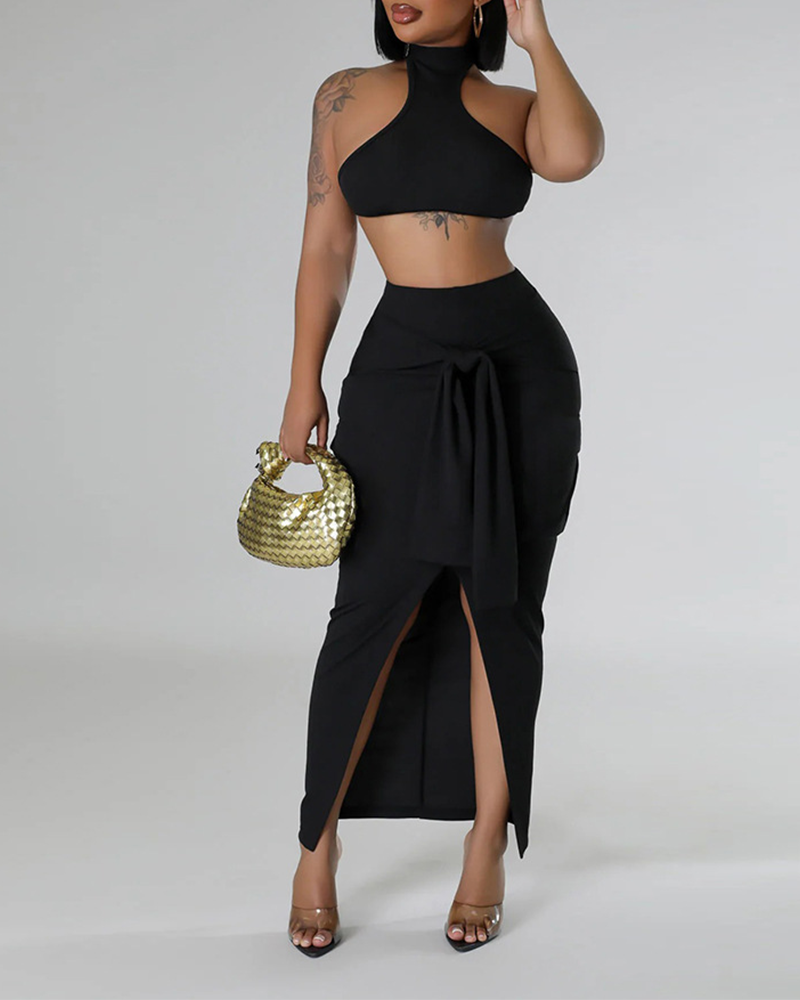 Waist Sleeveless Dress Suit