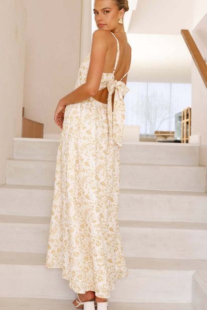 Backless Spaghetti Strap Floral Dress