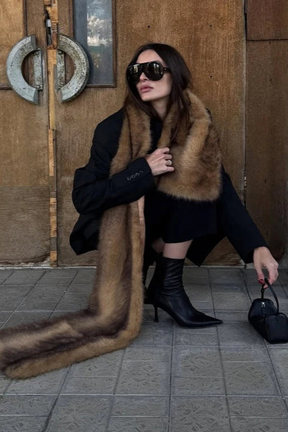 Fluffy Faux Fur With Pockets Luxury Women’s Winter Scarf