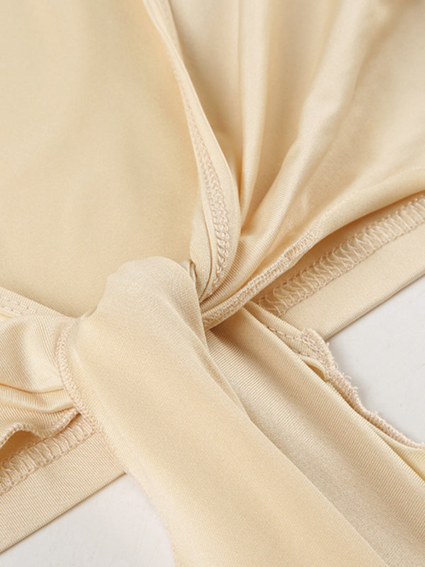 Strappy V Neck Long Sleeve Tee