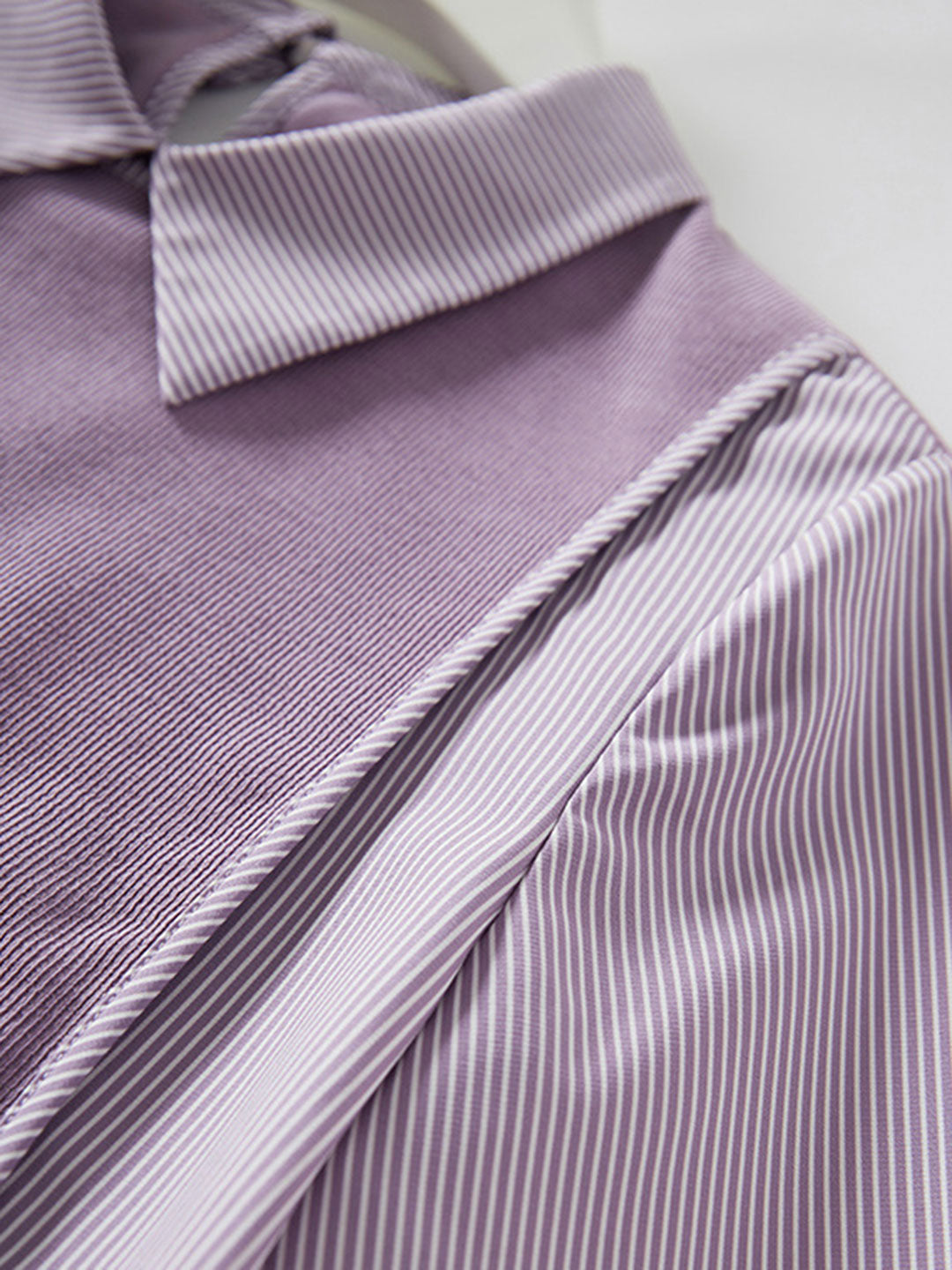 Jenny French Style Lapel Striped Stitching Fake Two-piece Sweater