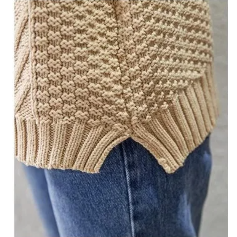 Jersey de cuello alto para mujer con mangas de punto trenzado | Ideal para otoño/invierno