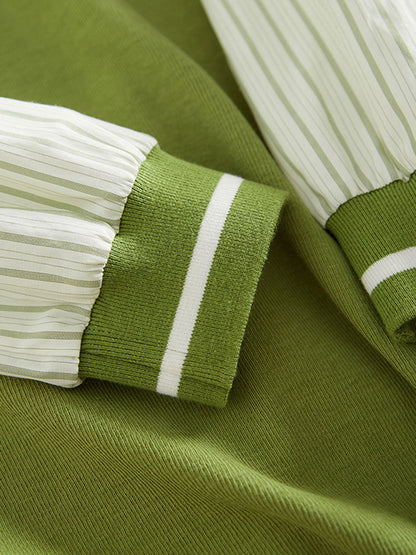 Mia Classic Striped Chiffon Two-Piece Sweatshirt Top