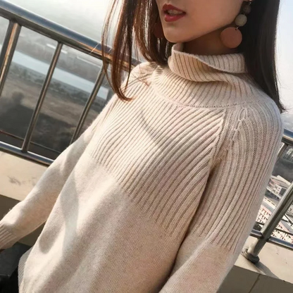 Suéter de cuello alto acanalado para mujer | Ideal para otoño/invierno