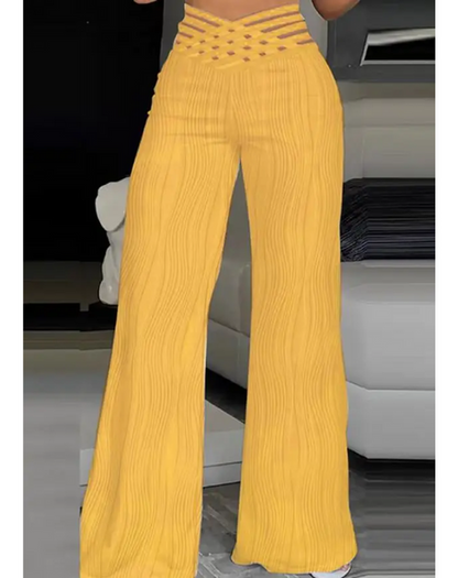 Women's Office Style High Waisted Wide Leg Flared Trousers | Ideal for All Seasons