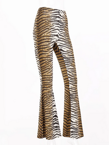 Women's Stylish Leopard Print High Waisted Flared Pants | Ideal for Everyday Wear