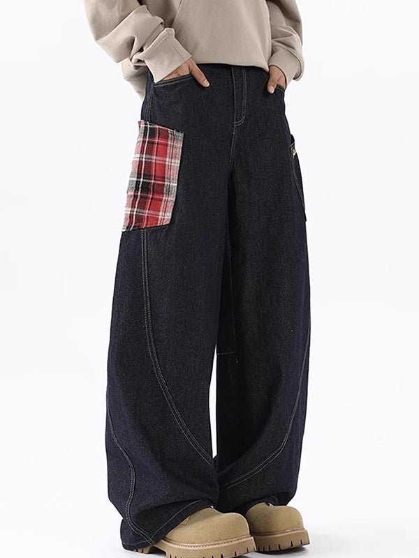 Large Pocket With Retro Design Boyfriend Jeans