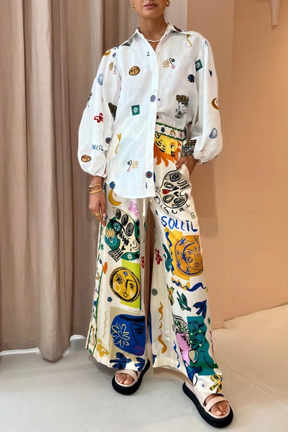 Camisa de manga farol con grafiti personalizado