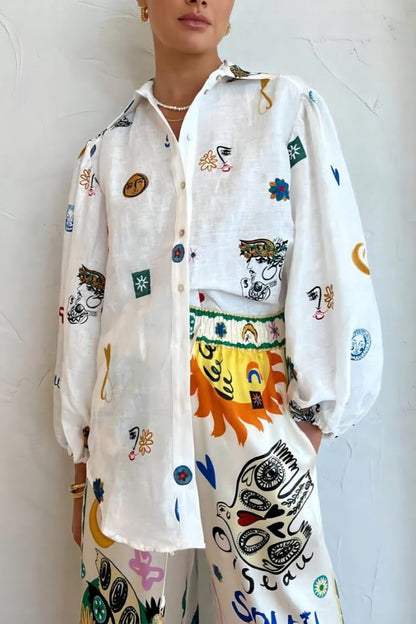 Camisa de manga farol con grafiti personalizado