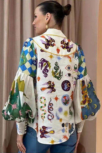Camisa elegante con mangas globo