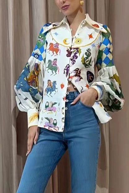 Camisa elegante con mangas globo