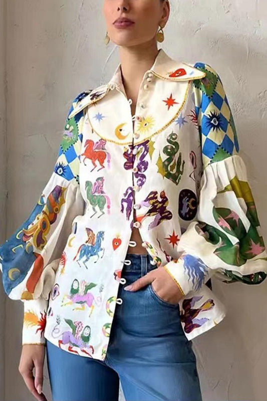 Camisa elegante con mangas globo
