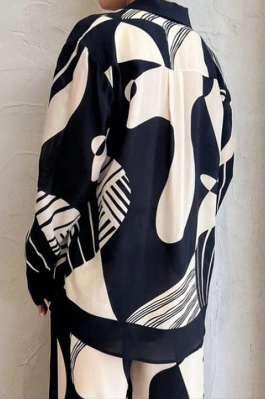 Conjunto de pantalones anchos y holgados con estampado de grafiti de moda