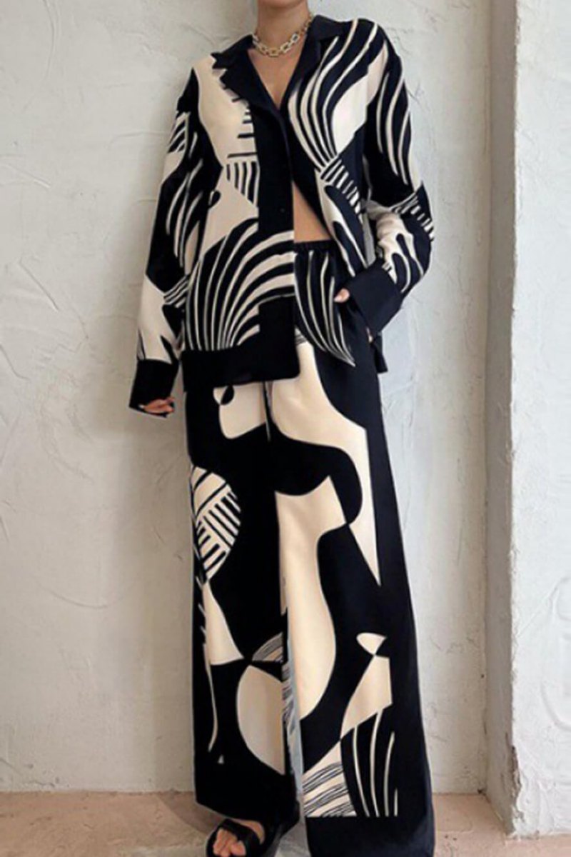 Conjunto de pantalones anchos y holgados con estampado de grafiti de moda
