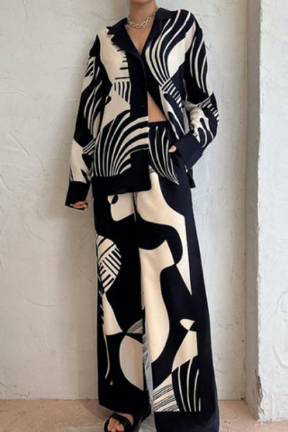 Conjunto de pantalones anchos y holgados con estampado de grafiti de moda