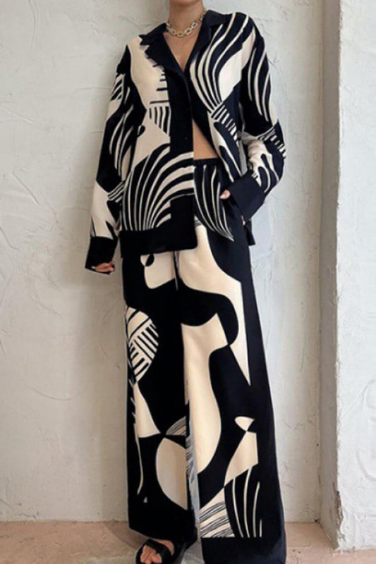 Conjunto de pantalones anchos y holgados con estampado de grafiti de moda
