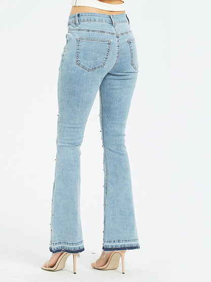 Embroidered Denim Wide-Leg Jeans