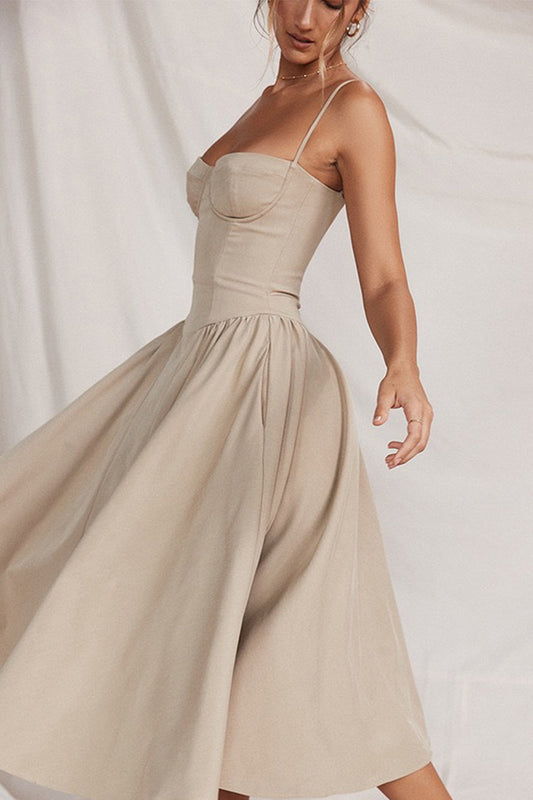 Vestido midi sexy con tirantes