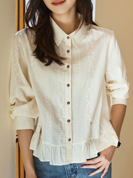 Madeline Elegant Lapel Embroidered Top