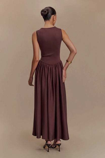 Vestido midi SHARON - Marrón cacao
