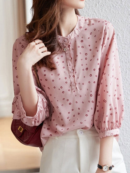 Kylie Chic Crew Neck Chiffon Floral Top