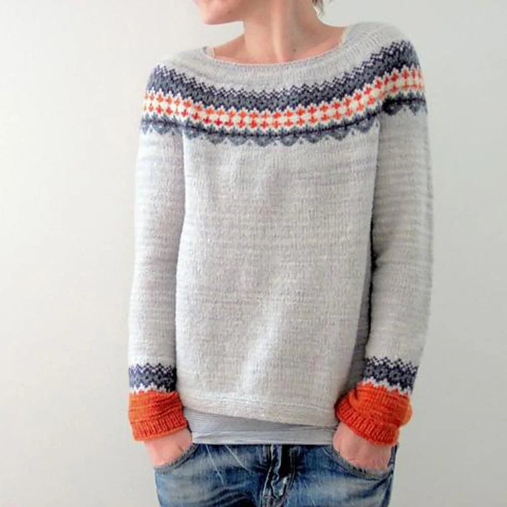 Jersey gris de corte recto para mujer, fácil de llevar | Ideal para otoño/invierno