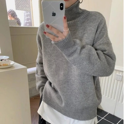 Jersey de punto holgado y suave con cuello alto para mujer | Ideal para otoño/invierno