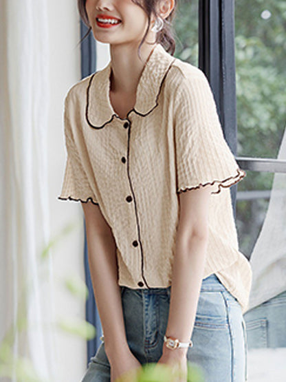 Olivia Casual Lapel Textured Top