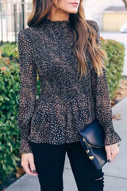 Slim Ruffled Long Sleeve Top