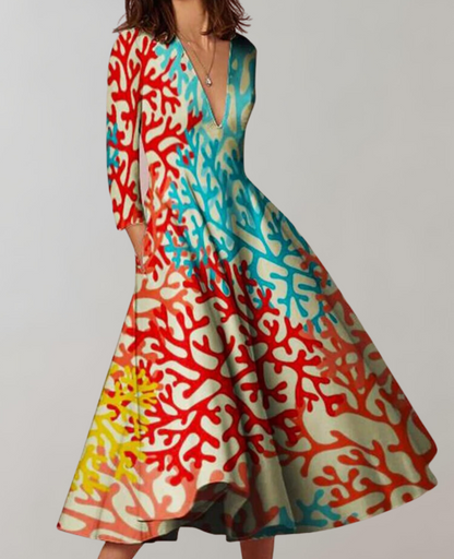 Vestido largo informal con dobladillo holgado y estampado para mujer | Ideal para primavera/verano