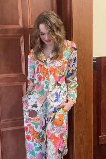 Conjunto de pijama de jardín del bosque blanco