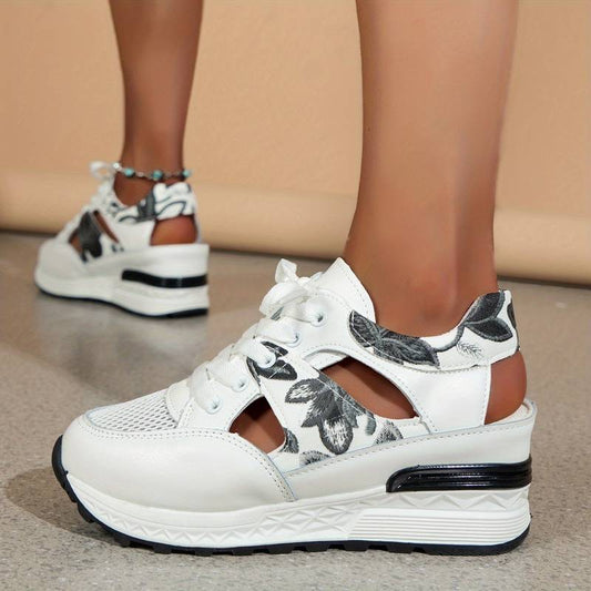 Women’s Stylish Floral Platform Sneakers with Cutout Design | Ideal for All Seasons
